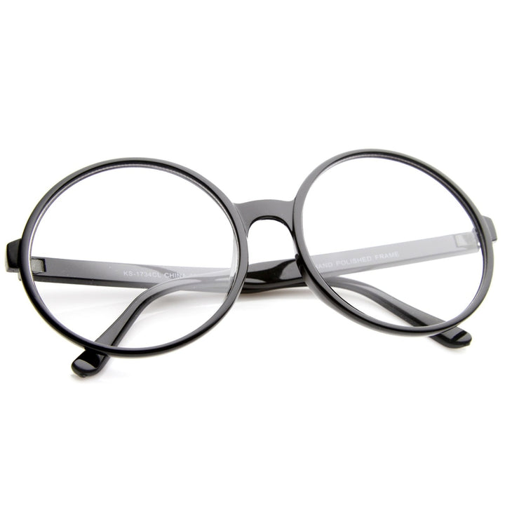 Retro Oversize Round Glasses 60mm Clear Lens Plastic Frame Eyewear Spectacles Image 4