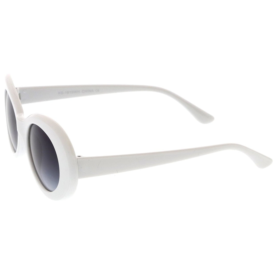 Retro White Oval Sunglasses With Tapered Arms Neutral Colored Gradient Lens 50mm Image 3