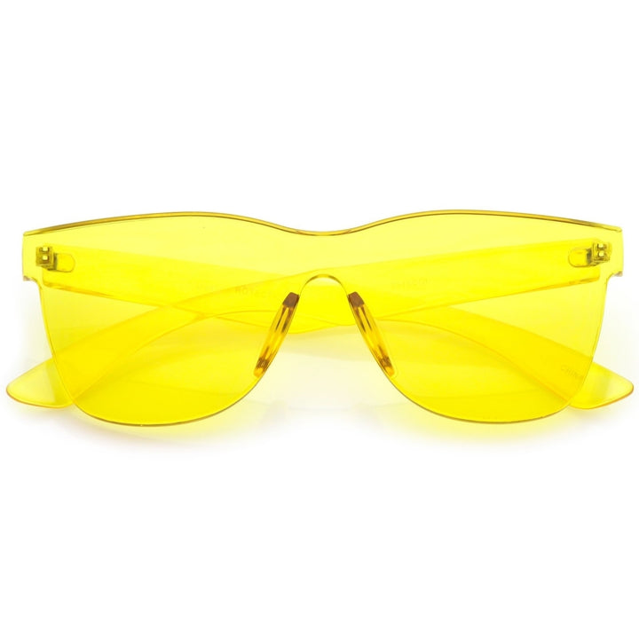 Rimless Horn Rimmed Mono Block Sunglasses With Colorful One Piece PC Lens 68mm Image 1