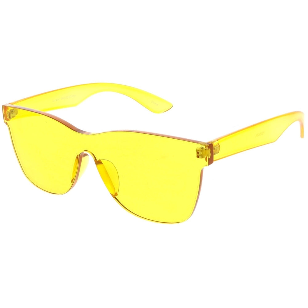 Rimless Horn Rimmed Mono Block Sunglasses With Colorful One Piece PC Lens 68mm Image 2