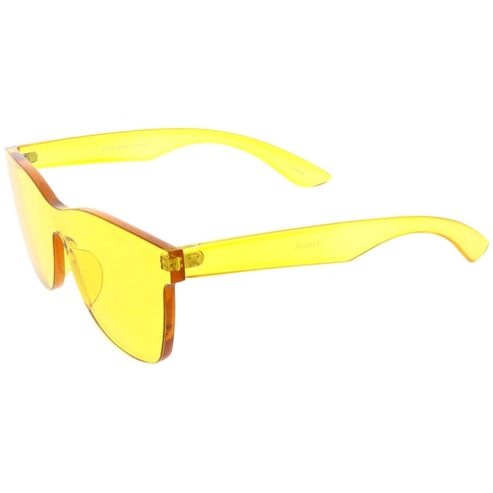 Rimless Horn Rimmed Mono Block Sunglasses With Colorful One Piece PC Lens 68mm Image 3