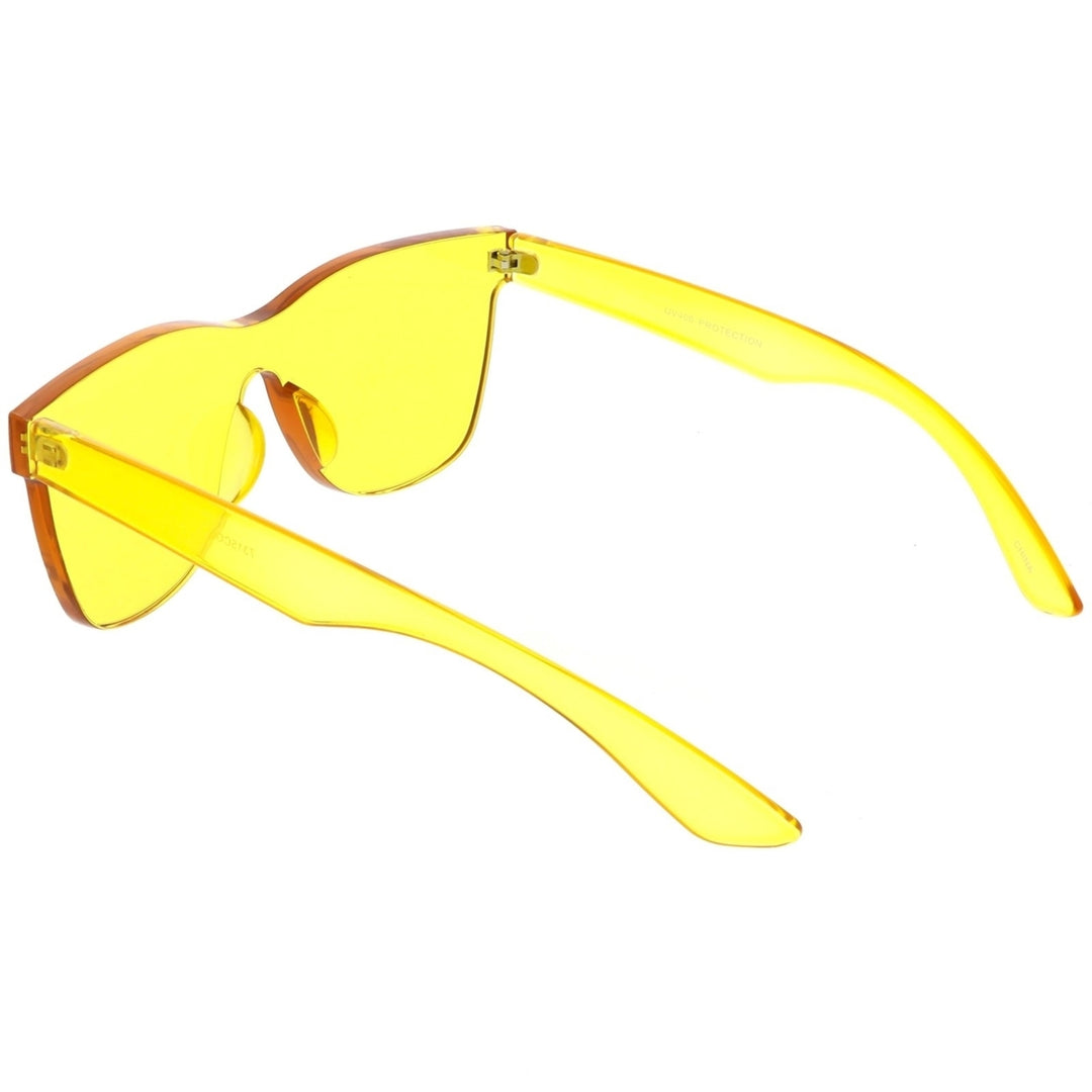 Rimless Horn Rimmed Mono Block Sunglasses With Colorful One Piece PC Lens 68mm Image 4