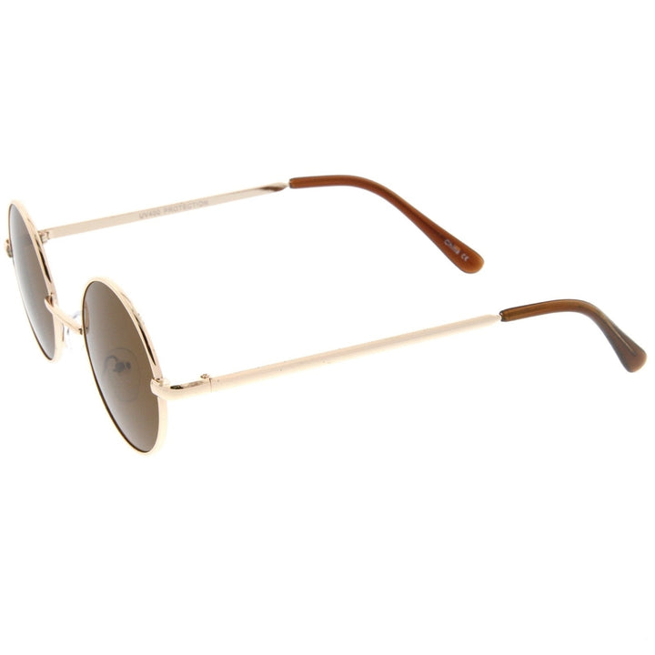 Small Retro Lennon Inspired Style Neutral-Colored Lens Round Metal Sunglasses 41mm Image 4