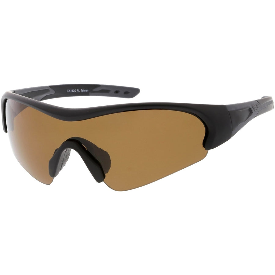 TR-90 Polarized Sports Sunglasses Semi-Rimless Wrap 72mm Lens UV Protection Image 1