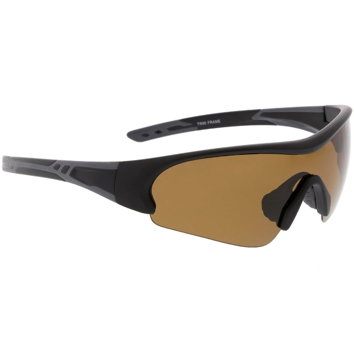 TR-90 Polarized Sports Sunglasses Semi-Rimless Wrap 72mm Lens UV Protection Image 4