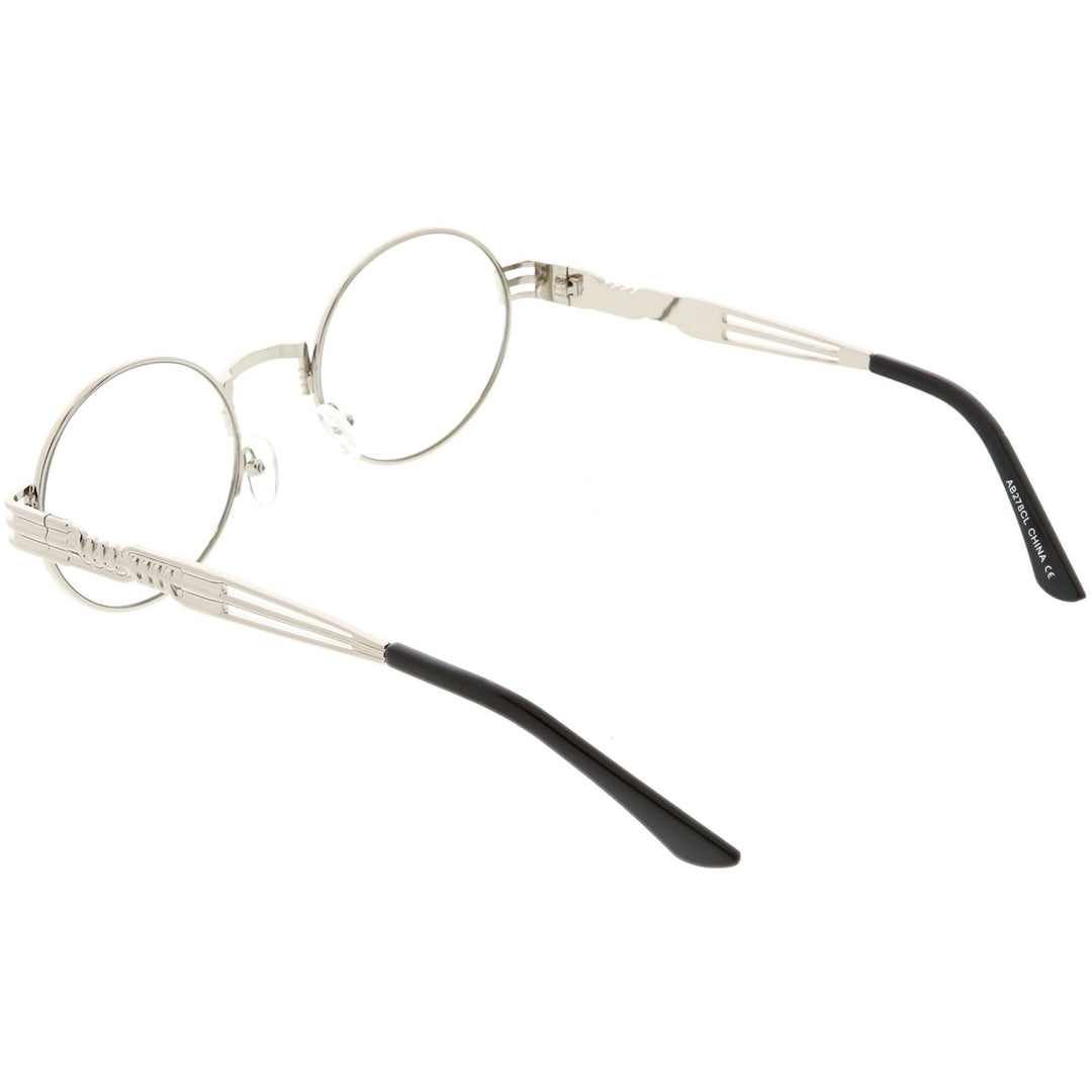 Steampunk Oval Eyeglasses with Engraved Metal Detail Clear Lens 60mm Image 4