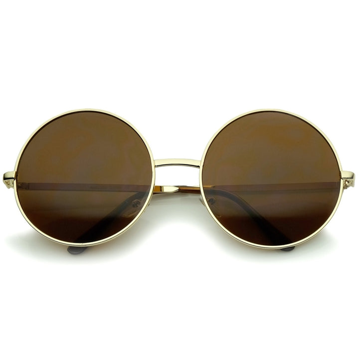 Super Large Oversize Slim Temple Round Sunglasses 61mm Image 1