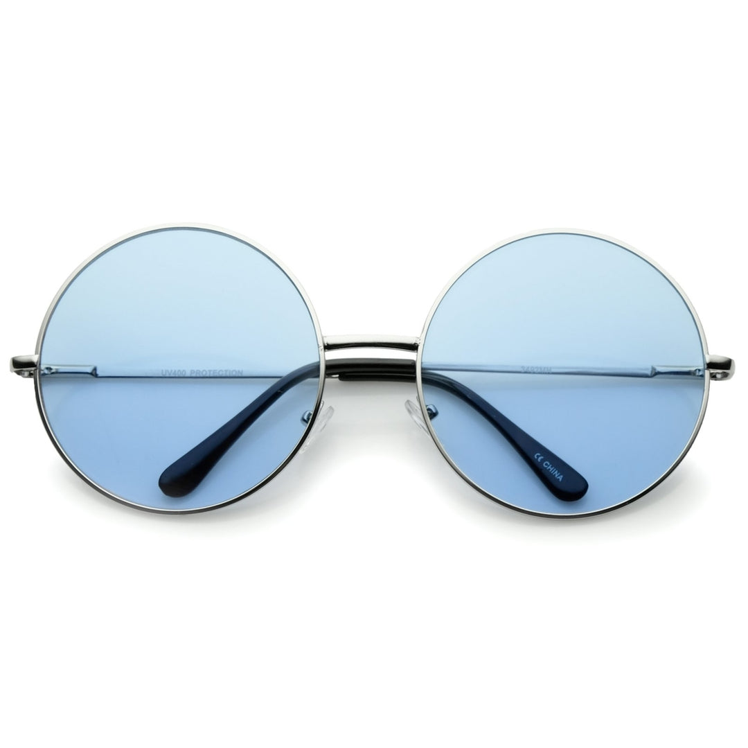 Super Oversize Slim Temple Colorful Lens Round Sunglasses 61mm Image 1