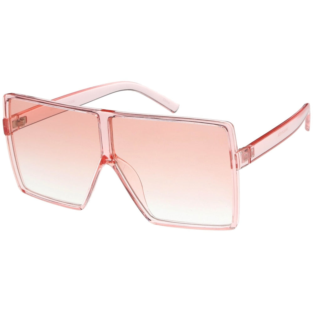 Super Oversize Translucent Square Sunglasses Flat Top Tinted Lens 69mm UV Protection Image 2