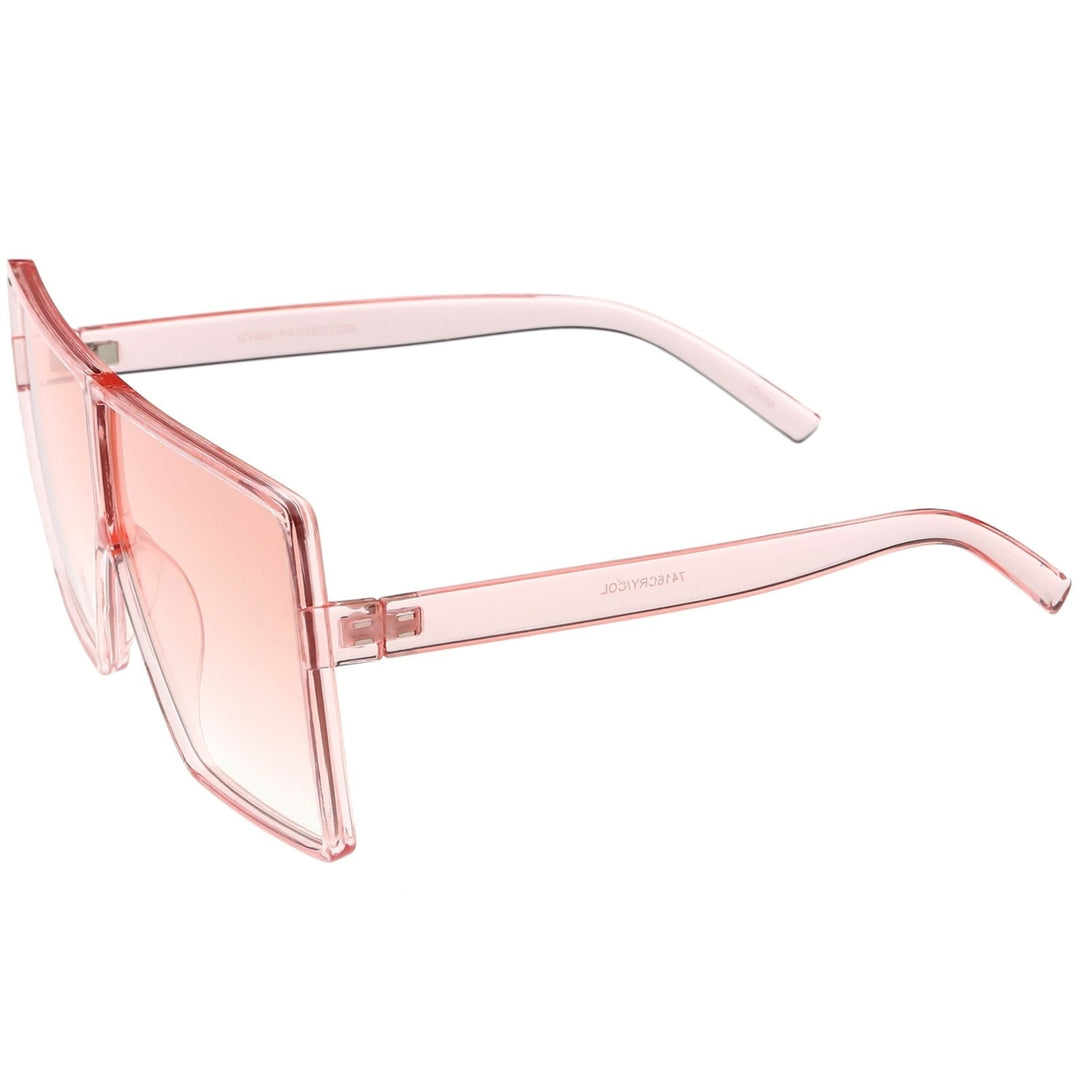 Super Oversize Translucent Square Sunglasses Flat Top Color Tinted Flat Lens 69mm Image 3
