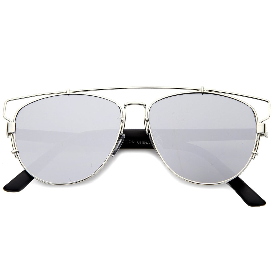 Technologic Full Metal Crossbar Flash Mirror Flat Lens Aviator Sunglasses 54mm Image 1