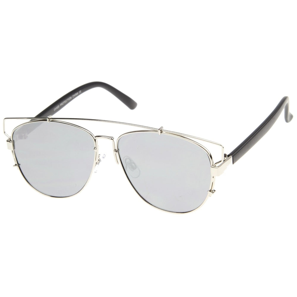 Technologic Metal Aviator Sunglasses Mirror Lenses 54mm Flat Lens Unisex Fashion Image 2