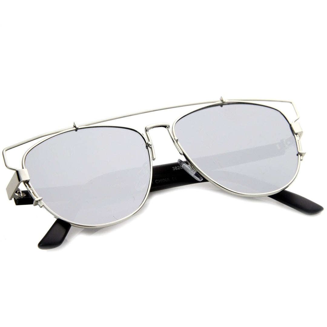 Technologic Full Metal Crossbar Flash Mirror Flat Lens Aviator Sunglasses 54mm Image 3