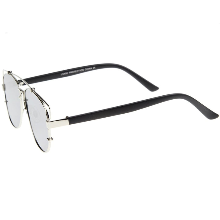 Technologic Full Metal Crossbar Flash Mirror Flat Lens Aviator Sunglasses 54mm Image 4