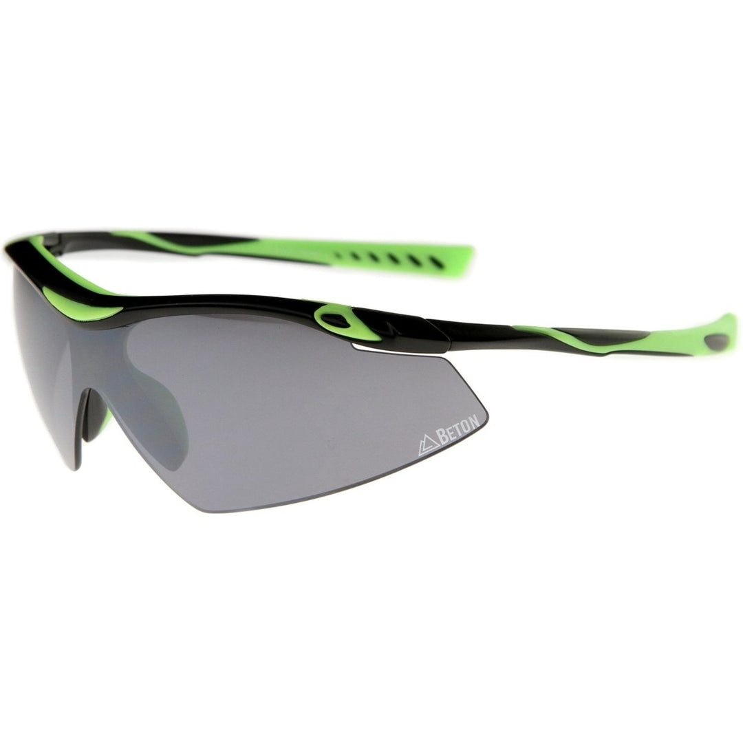 Thor TR-90 Mirrored Shield Half-Frame Sport Sunglasses 80mm Matte Black Image 1