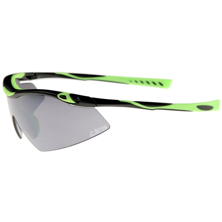 Thor TR-90 Mirrored Shield Half-Frame Sport Sunglasses 80mm Matte Black Image 4