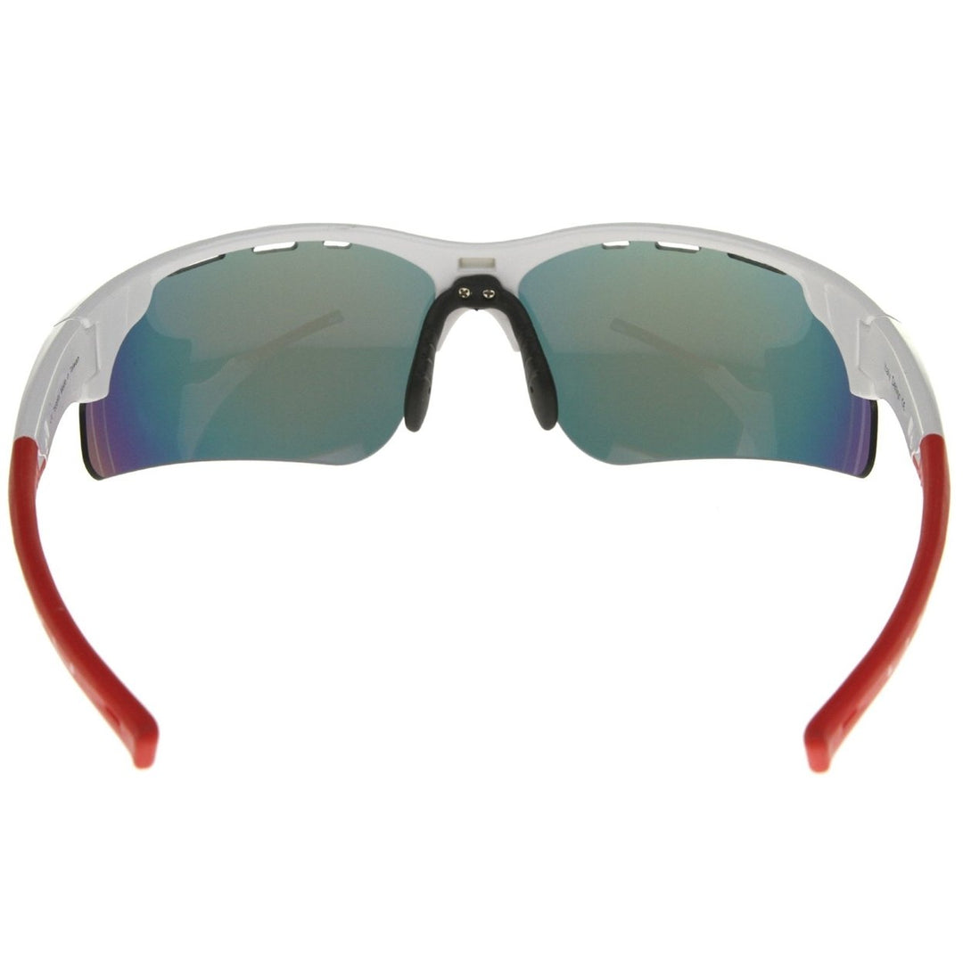 Titus - Semi-Rimless Frame Ventilated Iridescent Mirror Lens Sports Wrap Sunglasses 78mm Image 3