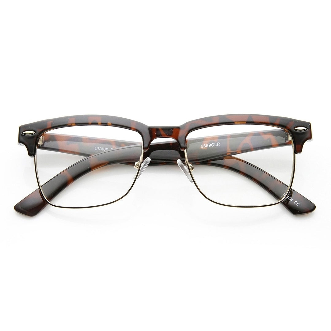 Unisex Square Medium Semi-Rimless Modern Fashion Glasses Image 1