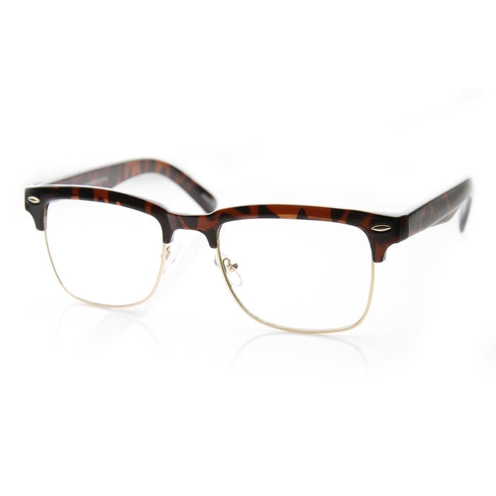 Unisex Square Medium Semi-Rimless Modern Fashion Glasses Image 2