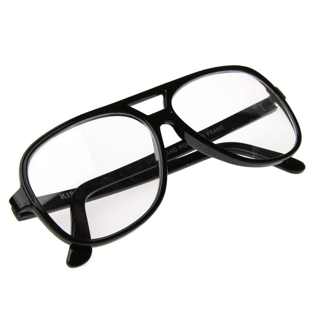 Vintage Inspired Classic Square Plastic Retro Style Aviator With Clear Lens Image 4