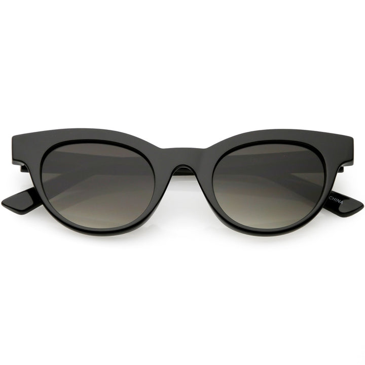 Womens Horn Rimmed Cat Eye Sunglasses Neutral Colored Round Lens Cat Eye Sunglasses 47mm Image 1