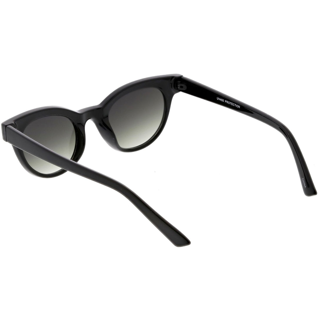 Womens Horn Rimmed Cat Eye Sunglasses Neutral Colored Round Lens Cat Eye Sunglasses 47mm Image 3