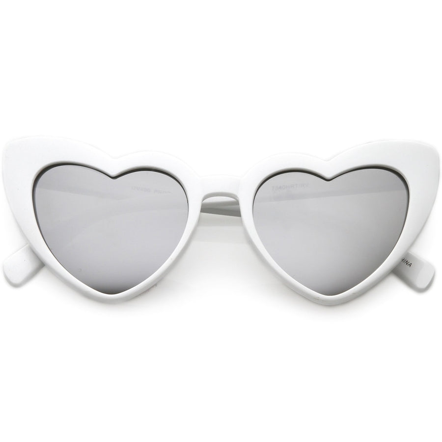 Womens Oversize Chunky Heart Sunglasses Colored Mirror Lens 51mm Image 1