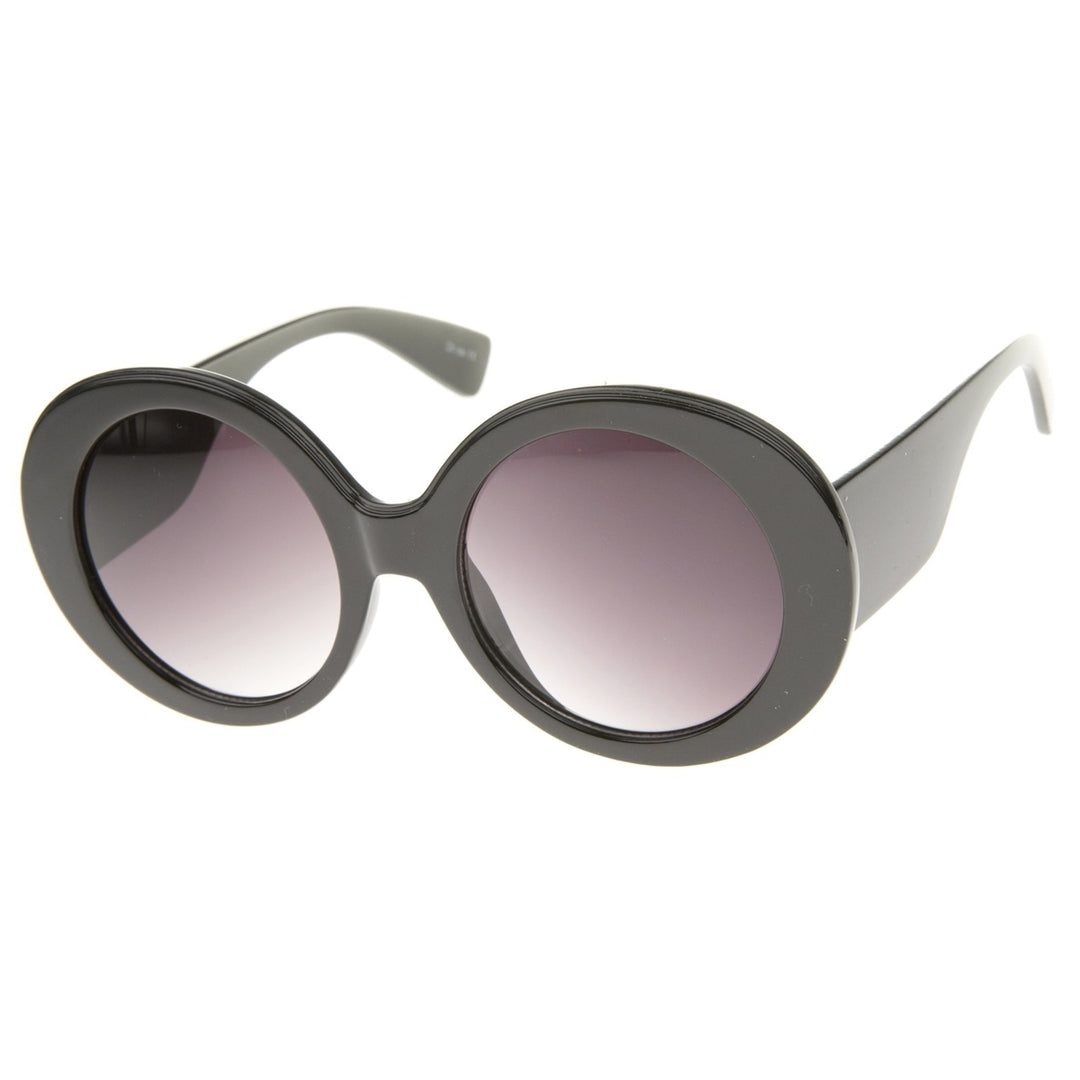 Womens High Fashion Glam Chunky Round Oversize Sunglasses 50mm Image 2