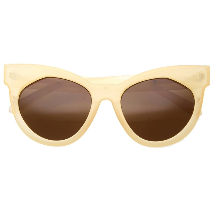 Womens Mod Fashion Oversized Flat Lens Bold Chunky Cat Eye Sunglasses 64mm Image 1