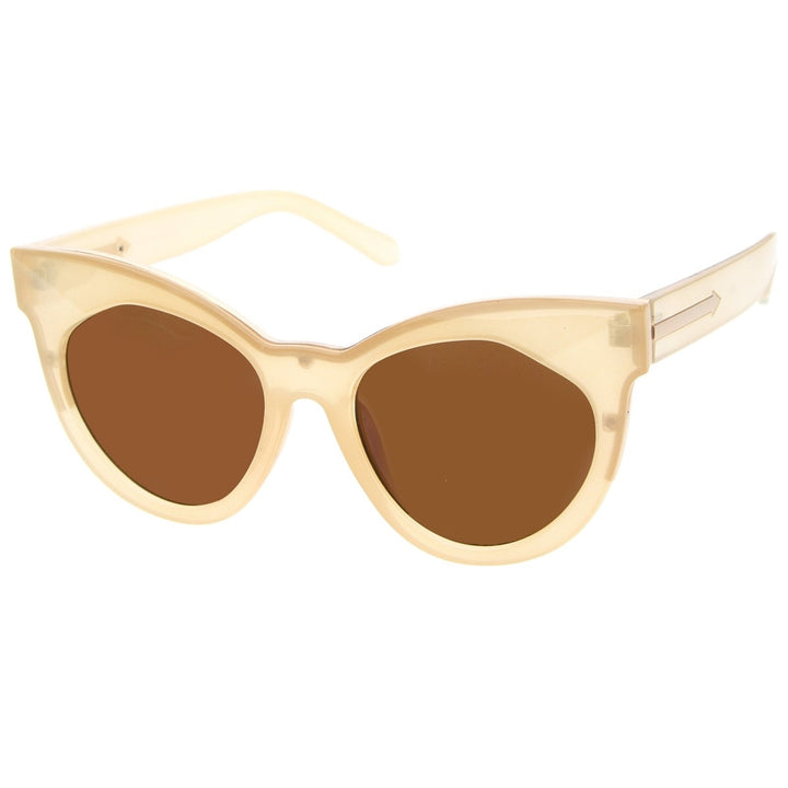 Womens Mod Fashion Oversized Flat Lens Bold Chunky Cat Eye Sunglasses 64mm Image 3