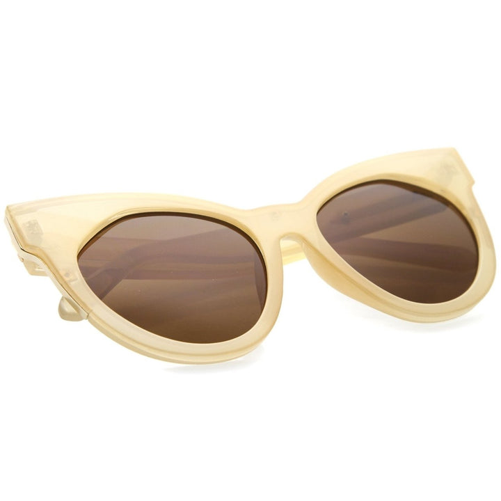 Womens Mod Fashion Oversized Flat Lens Bold Chunky Cat Eye Sunglasses 64mm Image 4