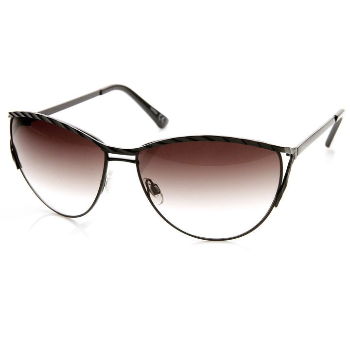 Womens Oversize Embellished Metal Cat Eye Sunglasses Image 1