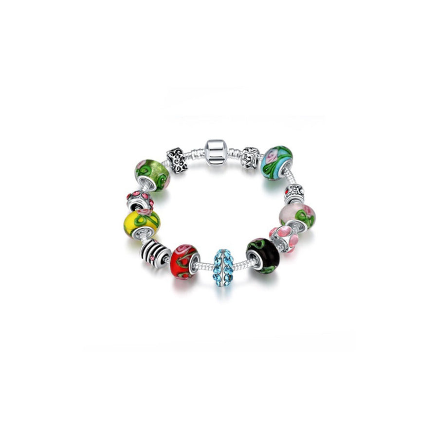 Genuine Murano Glass and Swarovski Crystal Charm Bracelet Image 1