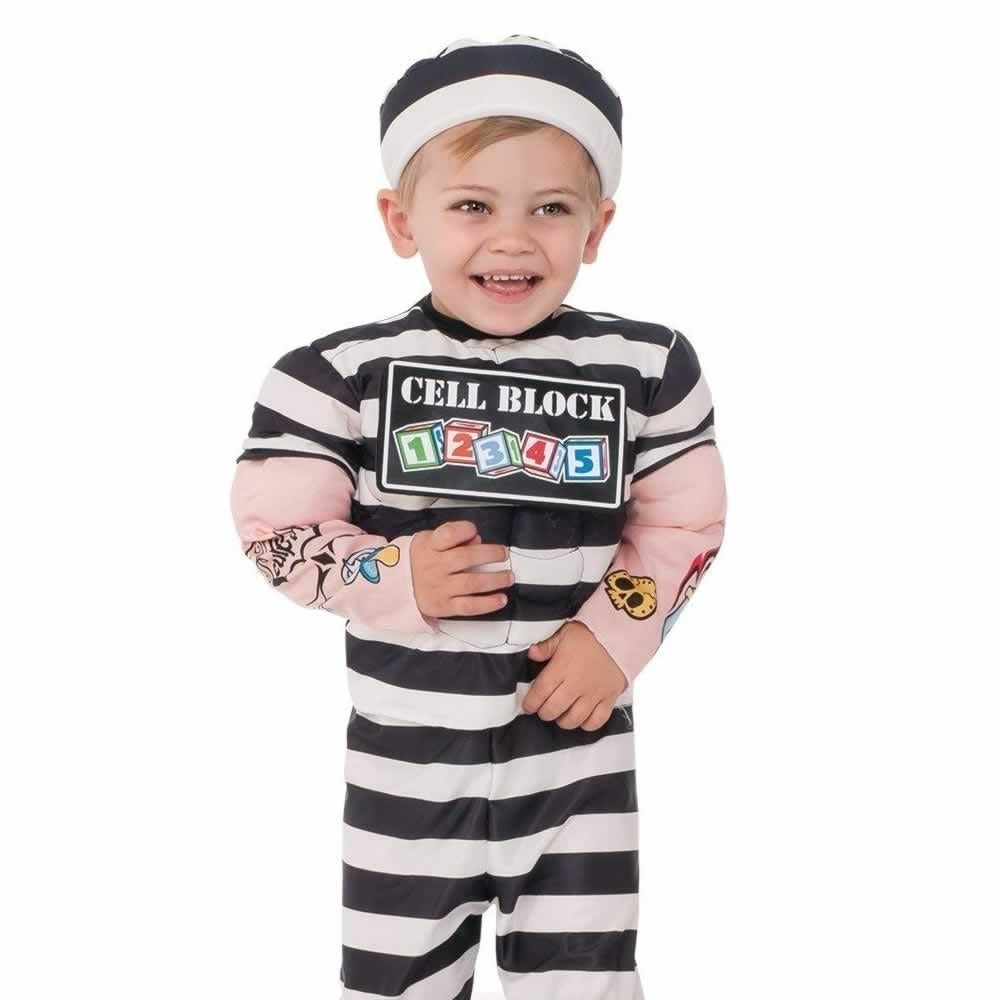 Rubies Lil Prisoner Costume Striped Jailbird Outfit Kids Size S 4 6 Model 510335 Image 2