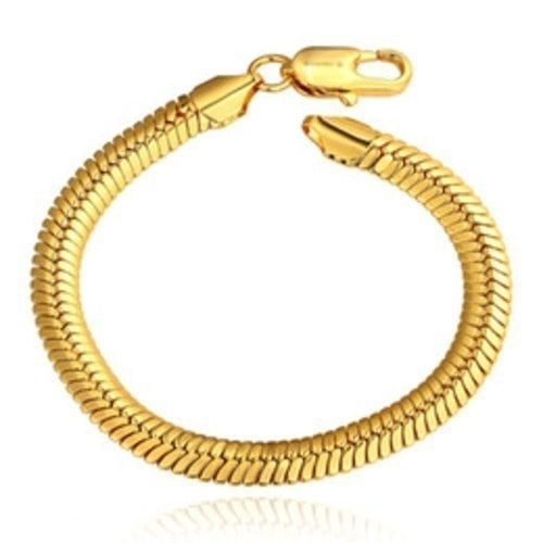18kt Gold Filled High Polish Finsh  Flat Snake Anklet Bracelet Image 1