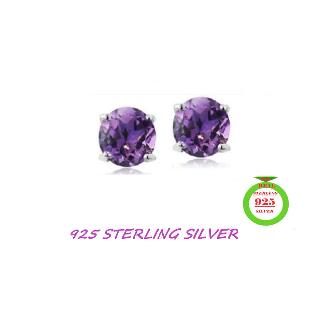 2.00 CTTW .925 Sterling Silver Genuine Amethyst Stud Earings Image 1