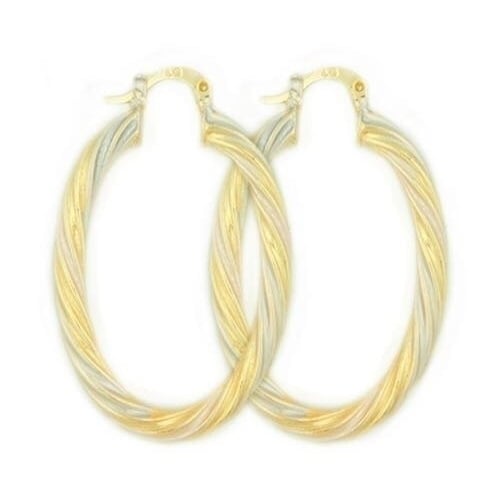 14k Gold Filled Tri Color Oval Hoops Earring 3 color Image 1