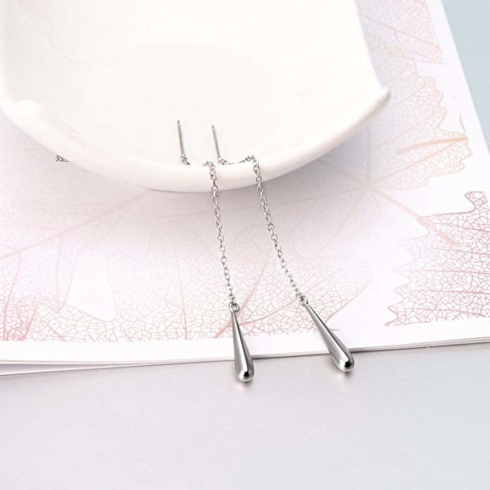 Italian Sterling Silver Threader Drop Earrings Image 1