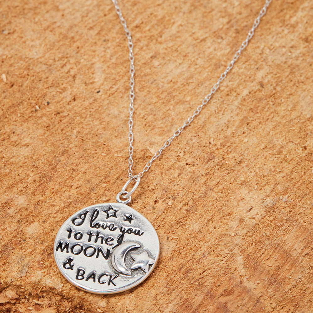 Italian Sterling Silver I Love You To The Moon And Back Necklace Image 1