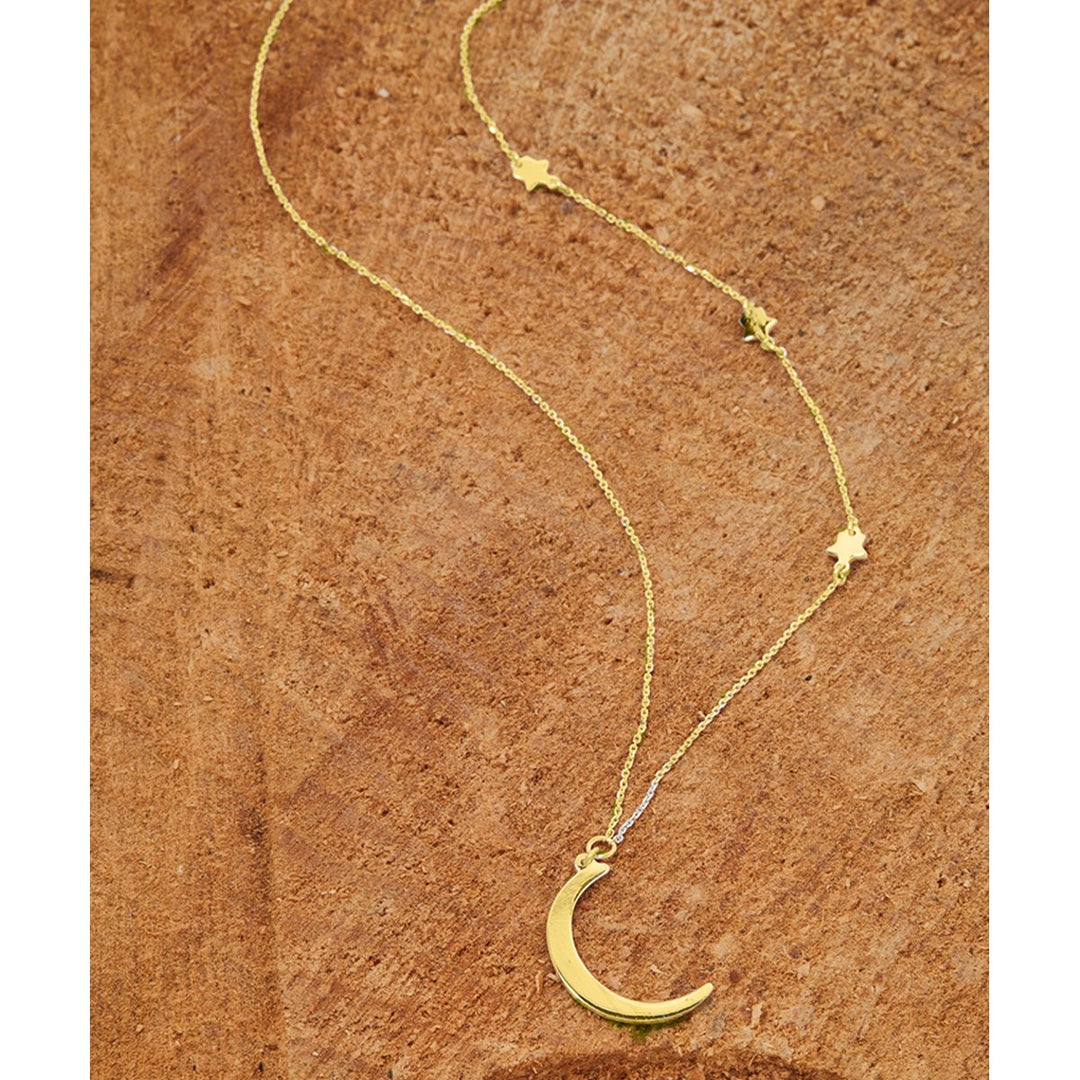 Italian Sterling Silver Crescent Moon Necklace Image 2