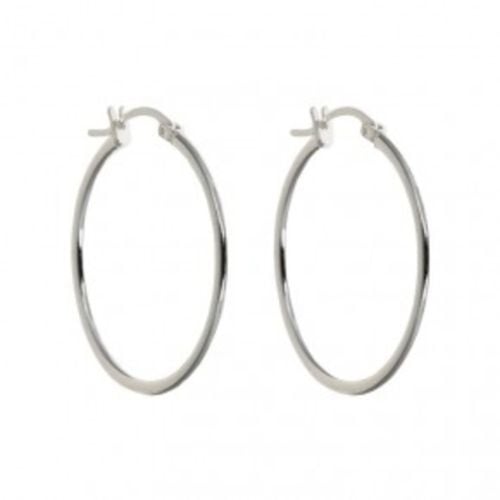 Solid Sterling Silver 1" Round Endless Hoop Earrings .925 Stamped Image 1