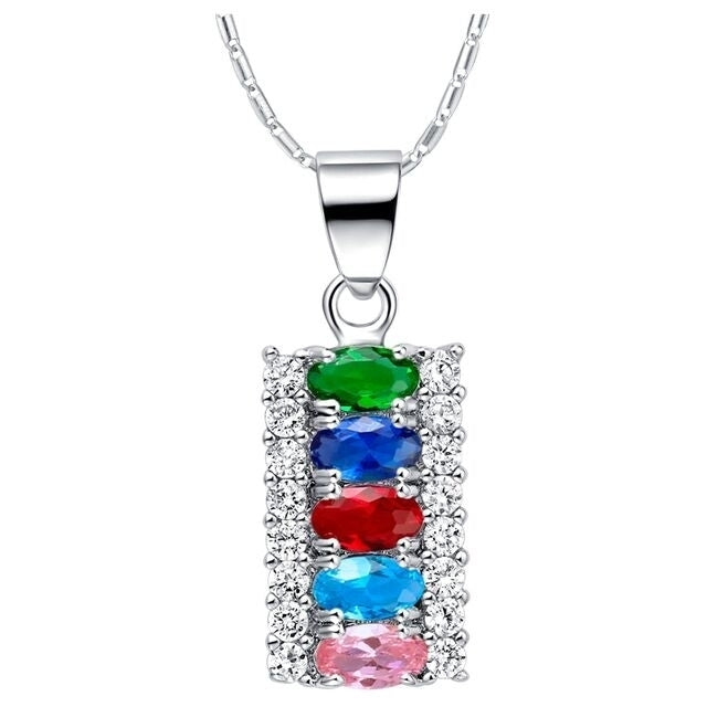 5 Birthstone Mothers Pendant Necklace Pendant Multi Colored Image 1