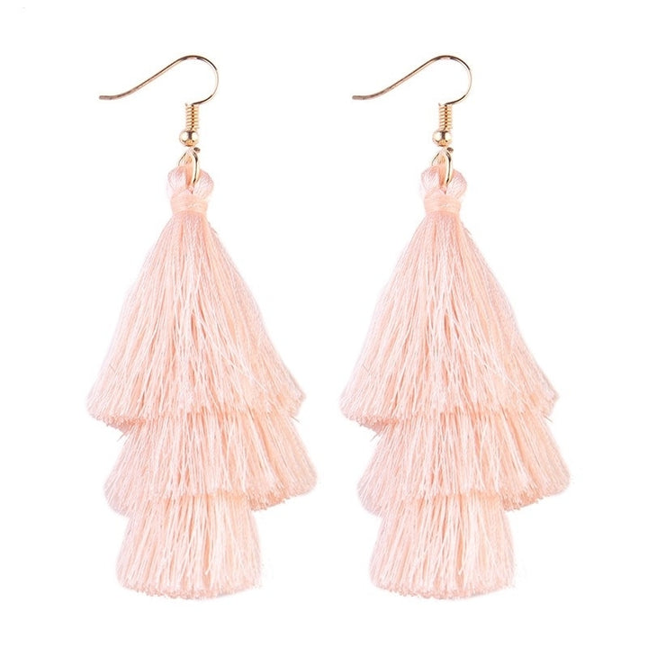 Triple Drop Tassel Earrings Image 1