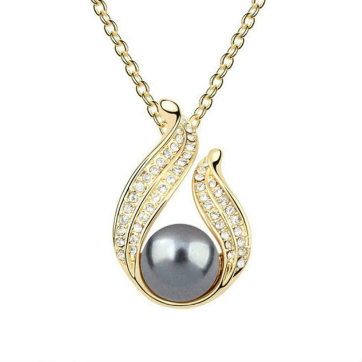 Micro Pave Gold Plated Pearl Statement Necklace Image 1