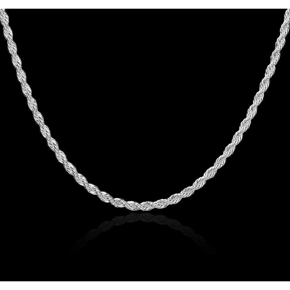 Solid Italian Diamond Cut Sterling Silver Rope Chain in Sterling Silver Image 2