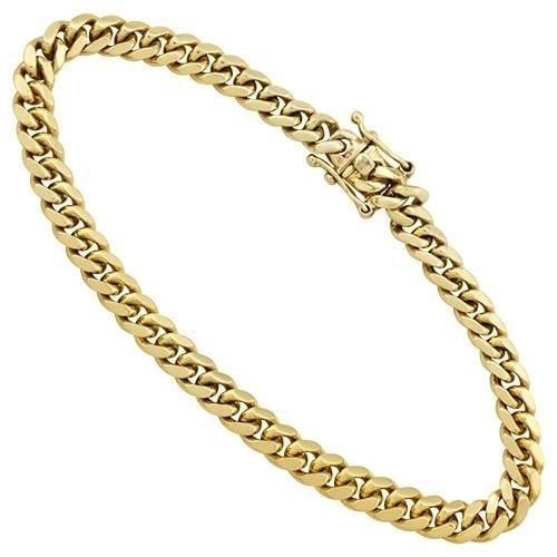 Mens Gold Plated Solid Sterling Silver Miami Cuban Link Bracelet Image 1