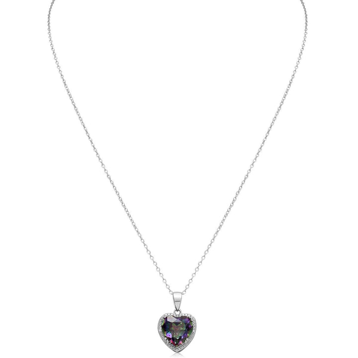 18K White Gold Plated Multi Color Mystic Topaz Heart Pendant Necklace Image 3