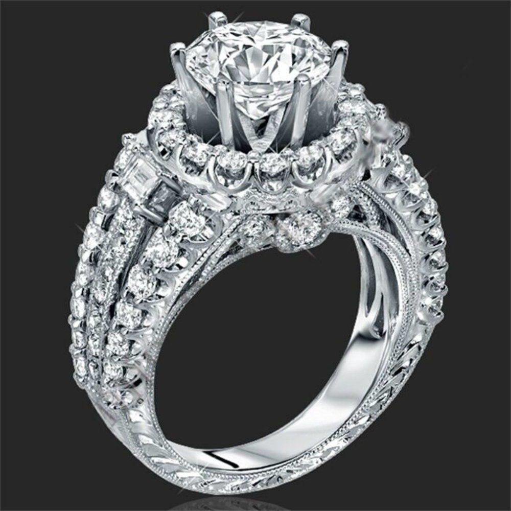 18K White Gold Plated Womens 1.8 CTW Princess Cut CZ Wedding Engagement Ring Image 2