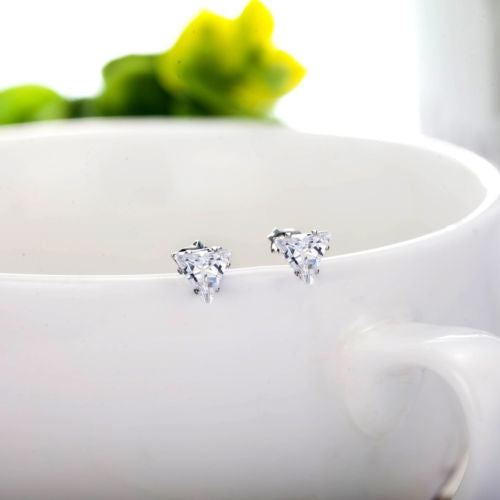 Fashion Exquisite Triangle CZ Pierced Crystal Zircon Stud Earrings Image 4