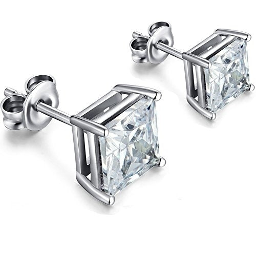 Solid 14K White Gold Plated Earrings with Cubic Zirconia Elements Crystals Image 3